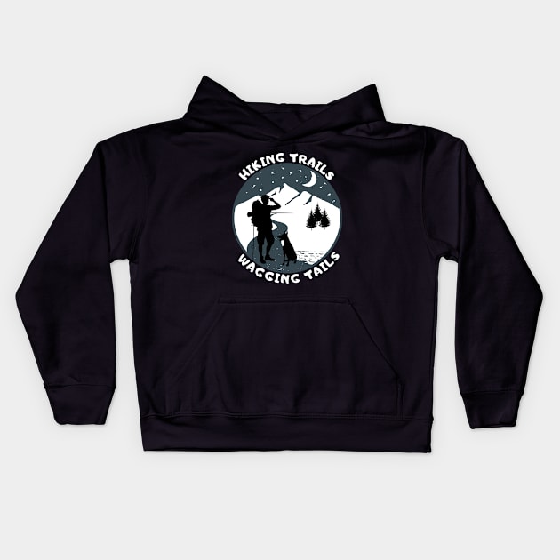 Hiking Trails Wagging Tails Kids Hoodie by NeoVice